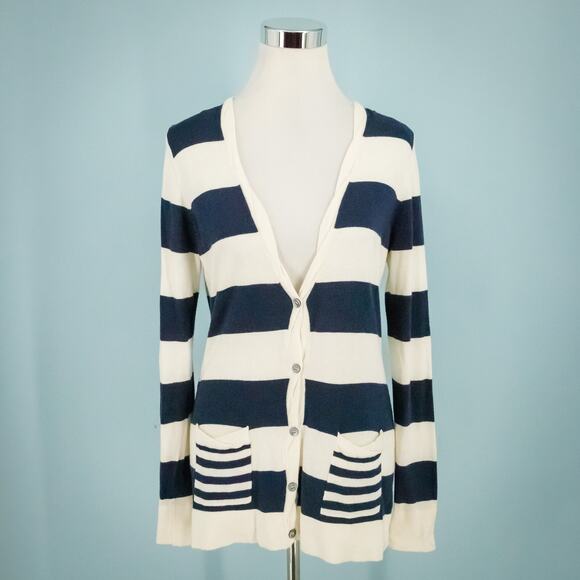 Remain Birger Christensen Size Medium M Blue Stripe Nautical Button Cardigan - Picture 1 of 6